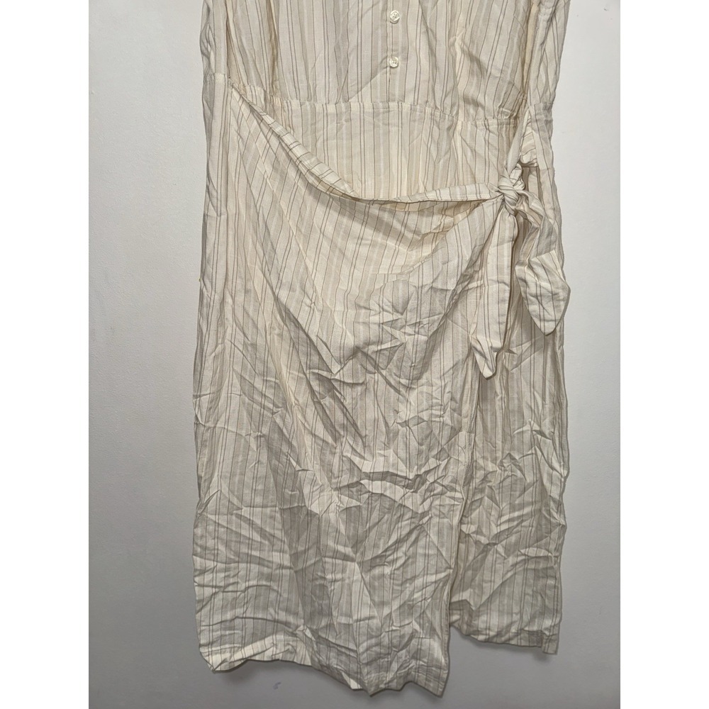 Universal Thread™ Short Sleeve Wrap Waist Midi Shirtdress Cream Striped XL - Picture 7 of 14